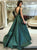 Dark Green Open Back Sleeveless Prom Dresses