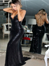 Black Mermaid Sleeveless Sweep Train Sequined Prom Dress LBQ1293