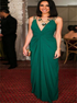 Sheath V Neck Floor Length Chiffon Prom Dresses with Pleats LBQ3096