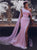 A Line Sparkly One Shoulder Sweep Train Pink Prom Dresses