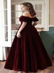 Velvet Off The Shoulder A Line Prom Dresses LBQ1411