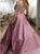 Pink Sweep Train Sleeveless Prom Dresses