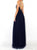 Backless Navy Blue Floor Length Prom Dresses