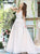 A Line V Neck Appliques Open Back Tulle Pink Prom Dresses