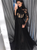 Black Long Sleeves Tulle High Neck Prom Dresses 