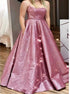 A Line Spaghetti Straps Sequins Lace Up Prom Dress LBQ2022