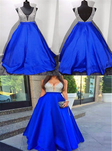 Ball Gown Open Back Pockets Prom Dresses