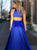 A Line Scoop Royal Blue Satin Prom Dress with Slit LBQ2165