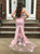 Mermaid Off Shoulder Lace Appliques Pink Satin Prom Dress LBQ2661