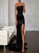 Sweep Train Black Evening Dresses