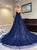 Sweep Train Blue Evening Dresses
