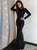 Mermaid Bateau Long Sleeves Black Sequined Prom Dress LBQ3158
