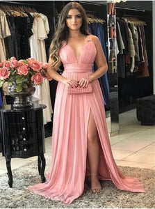 Sweep Train Pink Evening Dresses