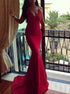 Mermaid Spaghetti Straps Sweep Train Applique Satin Prom Dress LBQ2676
