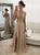 A Line V Neck Criss Cross Straps Chiffon Prom Dresses with Beadings