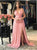 A Line V Neck Chiffon Pleats Prom Dresses