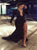 A Line Black Long Sleeves Deep V Neck Lace Prom Dresses