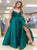 Sweep Train Green Evening Dresses