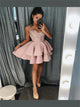 Above Knee Pink Sleeveless Prom Dresses