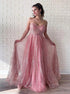 A Line Sequins Sweetheart Tulle Prom Dress LBQ1941