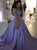 Lilac Ball Gown Off the Shoulder Lace Appliques Satin Beaded Prom Dresses
