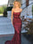Mermaid Spaghetti Straps Criss Cross Red Sequined Prom Dresses