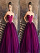 Grape Sweetheart Organza Satin Prom Dresses