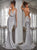 Sweep Train Sleeveless Silver Prom Dresses