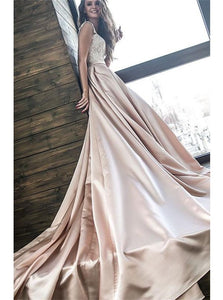 A Line Satin Off The Shoulder Appliques Prom Dresses