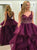 A Line V Neck Ruffles Appliques Tulle Prom Dresses 