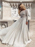 A Line Bateau Long Sleeves Backless Prom Dress with Beading LBQ2730