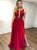 Sweep Train Red Scoop Evening Dresses