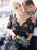 Sweep Train Black Appliques Evening Dresses