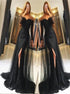 Black Lace Tulle Mermaid Long Sleeves Prom Dress LBQ0922
