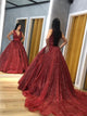 Sweep Train Red Evening Dresses