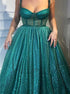 A Line Spaghetti Straps Sequins Prom Dress LBQ1256