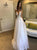 A Line V Neck Flower Appliques Tulle Prom Dress LBQ0988