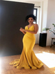 Sweep Train Yellow  Evening Dresses