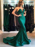 Mermaid Sweetheart Satin Pleats Green Prom Dresses LBQ2928