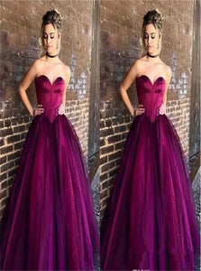 Grape Sweetheart Organza Satin Prom Dress LBQ3198