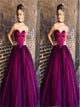 Grape Sweetheart Organza Satin Prom Dress LBQ3198