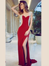 Sequin Sheath Sweetheart Chiffon Open Back Slit Prom Dress LBQ2852