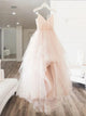 Sweep Train Pink Evening Dresses