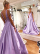 A Line Sleeveless Lavender Satin Prom Dresses