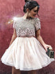 Round Champagne Evening Dresses with Beadings