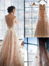 Pear Pink A Line Sweetheart Backless Flowers Chiffon Prom Dress with Ruffles LBQ2823