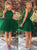Green Round Neck Open Back Pleats Tulle Prom Dresses with Beadings LBQ1789