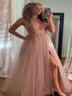 Sweep Train Pink Evening Dresses