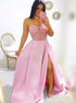 A Line Sweetheart Split Satin Prom Dresses With Appliques LBQ1942