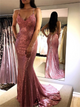 Sweep Train Pink Evening Dresses